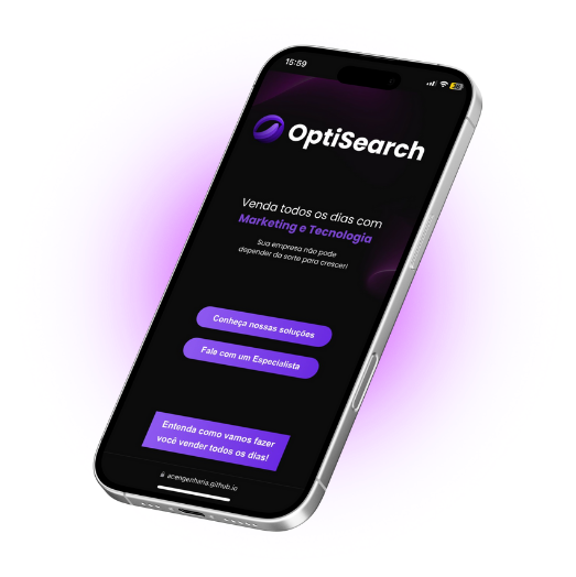 Landing page OptiSearch no celular